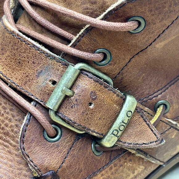 Polo Ralph Lauren Men’s Brown Leather Lace Up Rumford Moc Toe Ankle Boots Sz 12D - Picture 10 of 12